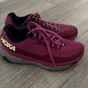 Hoka Torrent 2 trail running shoes in a pink/magenta colorway